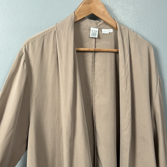 Vintage Spiegel Design Studio Beige Open Front 100% Silk Light Cardigan size 14 - Picture 4 of 16